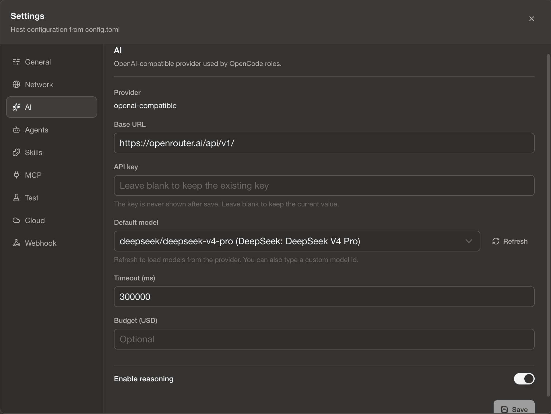 Settings · AI